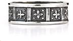 Antique-Style Cross Wedding Band Ring in 14K White Gold