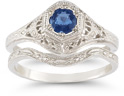 sapphire wedding ring set