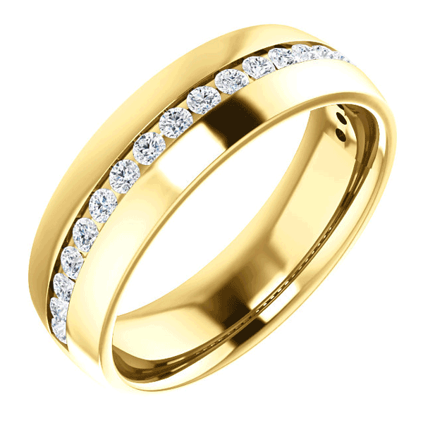 0.33 Carat Channel-Set Diamond Wedding Band Ring, 14K Gold