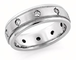 10-Stone Men's Silver Wedding Band Ring