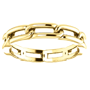 14K Gold Women's Link Design Wedding Band Ring 4