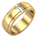 14k two-tone gold christian cross wedding band ring