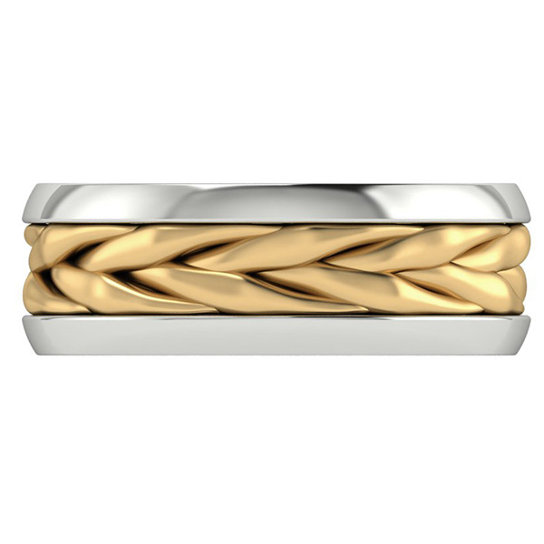 14K Two-Tone Gold Hand-Braided Wedding Band Ring