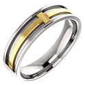 14K Two-Tone Gold Inset Cross Wedding Band Ring