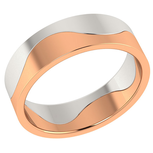 14K White and Rose Gold Two-Halves Wedding Band Ring