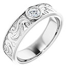 14K White Gold 0.25 Carat Men's Diamond Paisley Wedding Band Ring