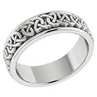 Handmade 14K White Gold Celtic Wedding Band Ring