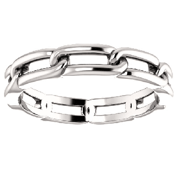 Women's Platinum Link Design Wedding Band Ring 4