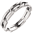 14K White Gold Link Design Wedding Band Ring for Women