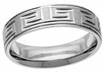Sterling Silver Modern Greek Key Wedding Band Ring