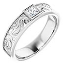 Men's 14K White Gold Princess-Cut Paisley Diamond Wedding Band Ring