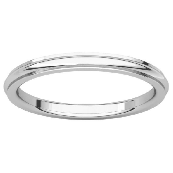 2mm 14K White Gold Plain Comfort-Fit Wedding Band Ring with Edge 4