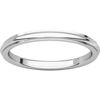 2mm 14K White Gold Plain Comfort-Fit Wedding Band Ring with Edge 5