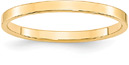 2mm Flat Wedding Band Ring in 14K Gold