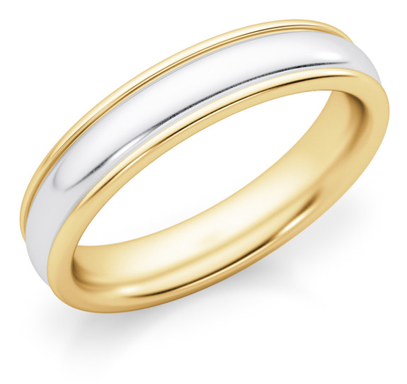 4mm Two-Tone Gold Plain Wedding Band Ring