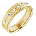 men's 5-stone inset diamond wedding band ring 14k gold