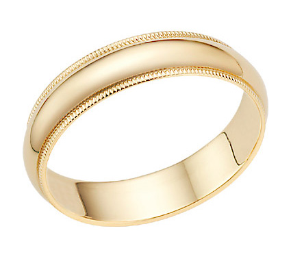 5mm 14K Gold Milgrain Wedding Band Ring