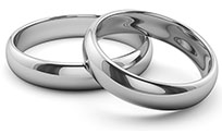 14K White Gold 6mm and 4mm Plain Comfort Fit Wedding Band Ring Set