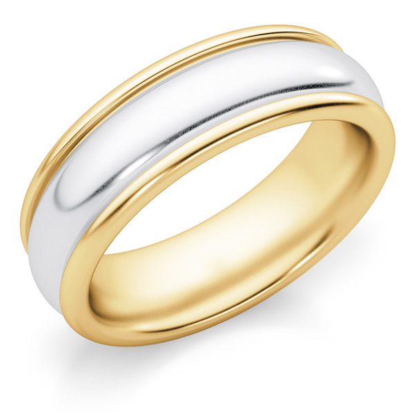 two tone gold plain wedding band ring