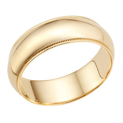 7mm 14K Gold Milgrain Wedding Band Ring