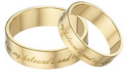 I am Beloved's and My Beloved is Mine Wedding Band, 14K Yellow Gold