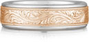 Engraved Paisley Wedding Band, 14K Rose and White Gold