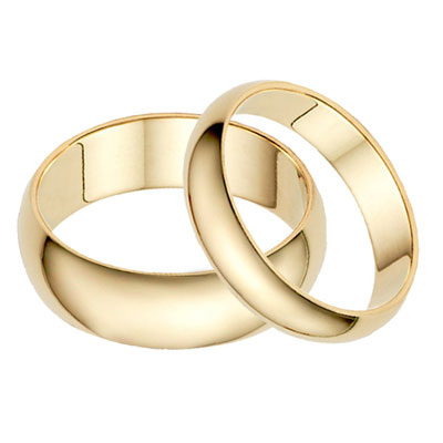 His and Hers 14K Yellow Gold Wedding Band Set