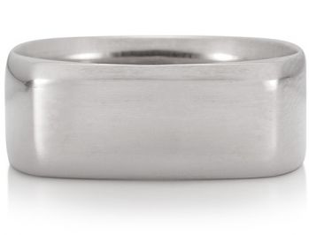 Wide Square Wedding Band in 14K White Gold 2