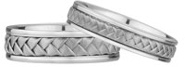 His and Hers Braided Wedding Band Set in 14K White Gold