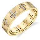 Alternating Diamond Cross Wedding Band Ring, 14K Gold