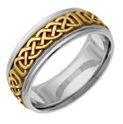 Two-Tone Gold Celtic Weave Wedding Band Ring