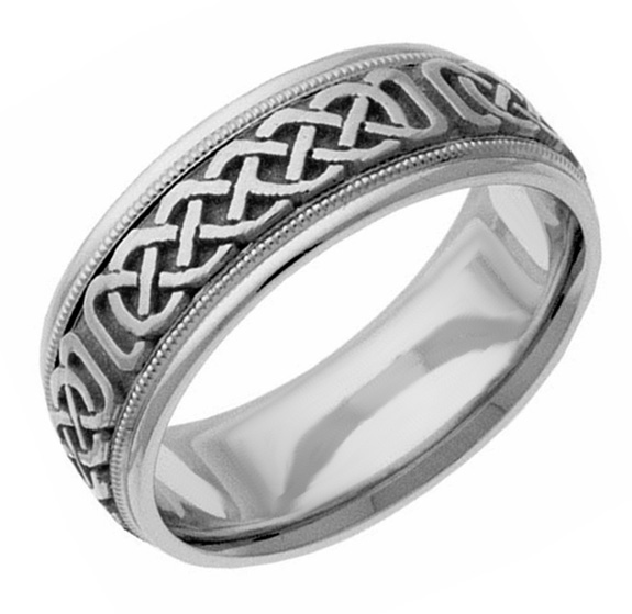 Platinum Celtic Weave Wedding Band Ring