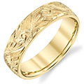 Deeply Etched 14K Gold Paisley Wedding Band Ring