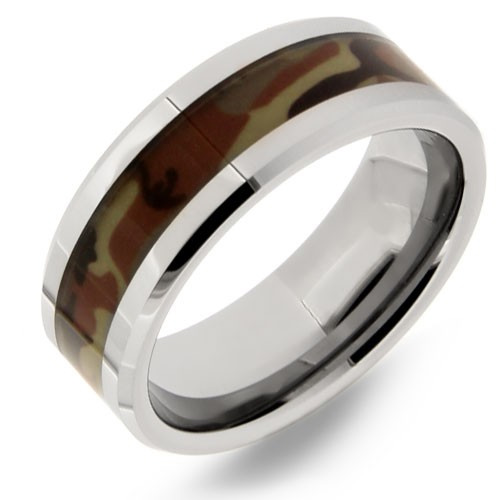 Desert Camo Tungsten Wedding Band Ring for Men