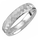 Engraved Weave Wedding Band Ring in White Gold
