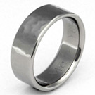 Flat Titanium Hammered Wedding Band Ring - Made in the USA