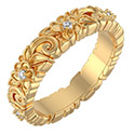 Flower Petals Diamond Wedding Band Ring 14K Gold