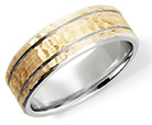 Handcrafted 14K Two-Tone Gold Contrasting Hammered Wedding Band Ring