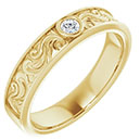 Men's Diamond Paisley Wedding Band Ring, 14K Gold