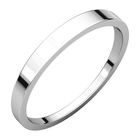 Narrow 2.5mm Tapered Wedding Band Ring, 14K White Gold
