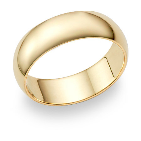 7mm Plain Gold Wedding Band Ring in 14K