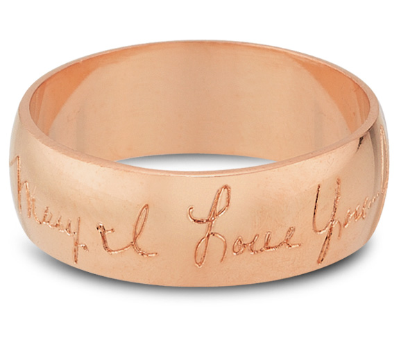Personalized Handwriting Wedding Band Ring in 14K Rose Gold