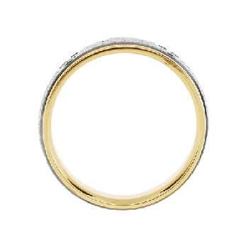 Sandblasted Christian Cross Wedding Band Ring, 14K Two-Tone Gold 2