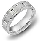 satin brick design 14k white gold wedding band ring