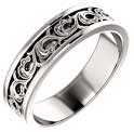 Sculpted Paisley Wedding Band Ring, 14K White Gold