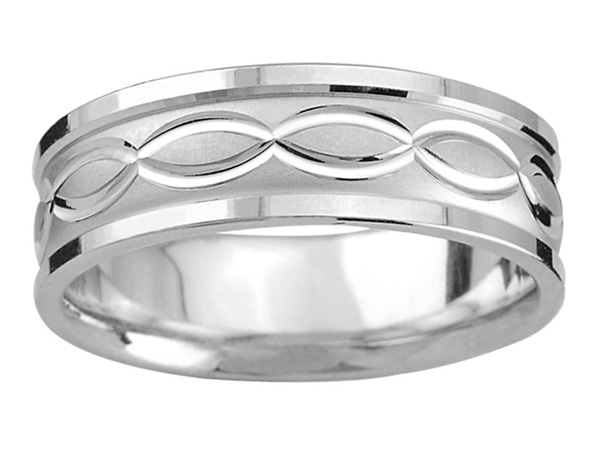 Swiss-Cut Infinity Wedding Band in White Gold