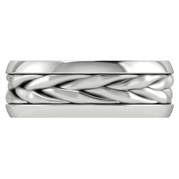 Wide Braided Wedding Band in 18K White Gold