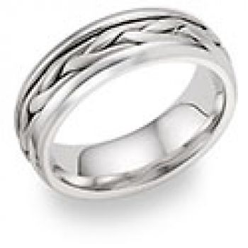 Wide Braided Wedding Band in 18K White Gold 3