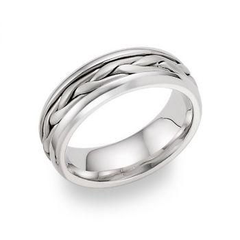 Wide Braided Wedding Band in 18K White Gold 2