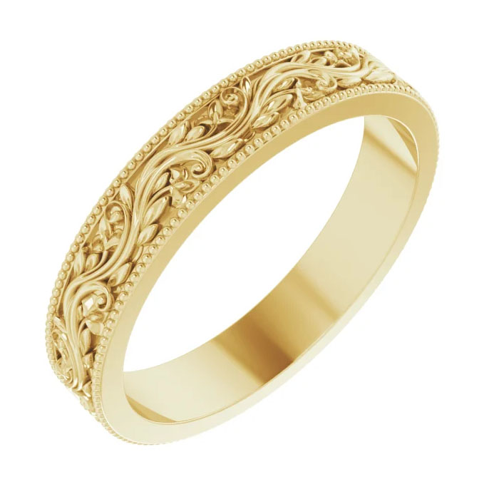 Women's Sculptural Paisley Wedding Band Ring, 14K Yellow Gold
